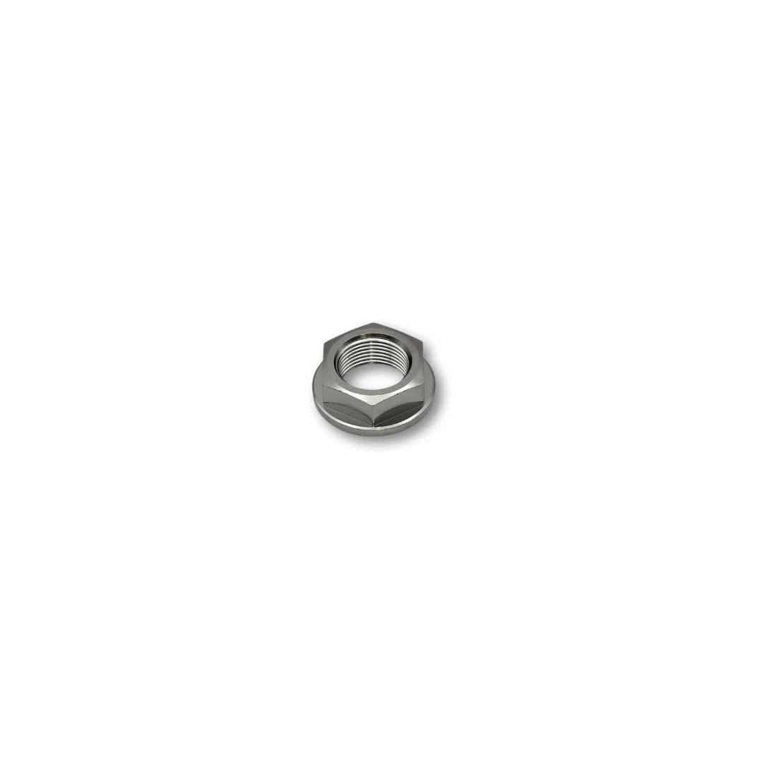 M22 Pitch 1.5 Flanged Axle Titanium Nut 30mm Hex, 13mm tall
