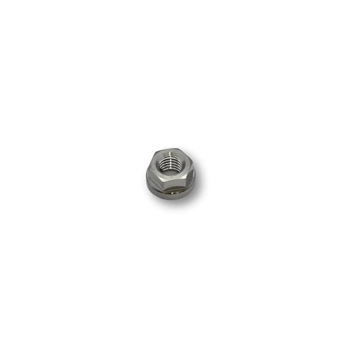 M8 Pitch 1.25 Flanged Titanium Nut 6 Point - 12 A/F - 8mm Tall